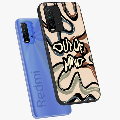 Out Of Mind Glass Case displayed in angled mockup highlighting bold statement design with modern artistic aesthetic.