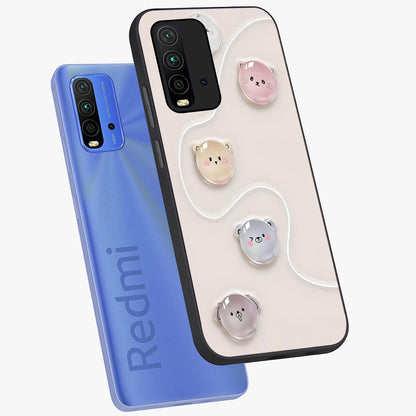 Puffy Face Parade Glass Case displayed in angled mockup highlighting playful cartoon face design with fun aesthetic.