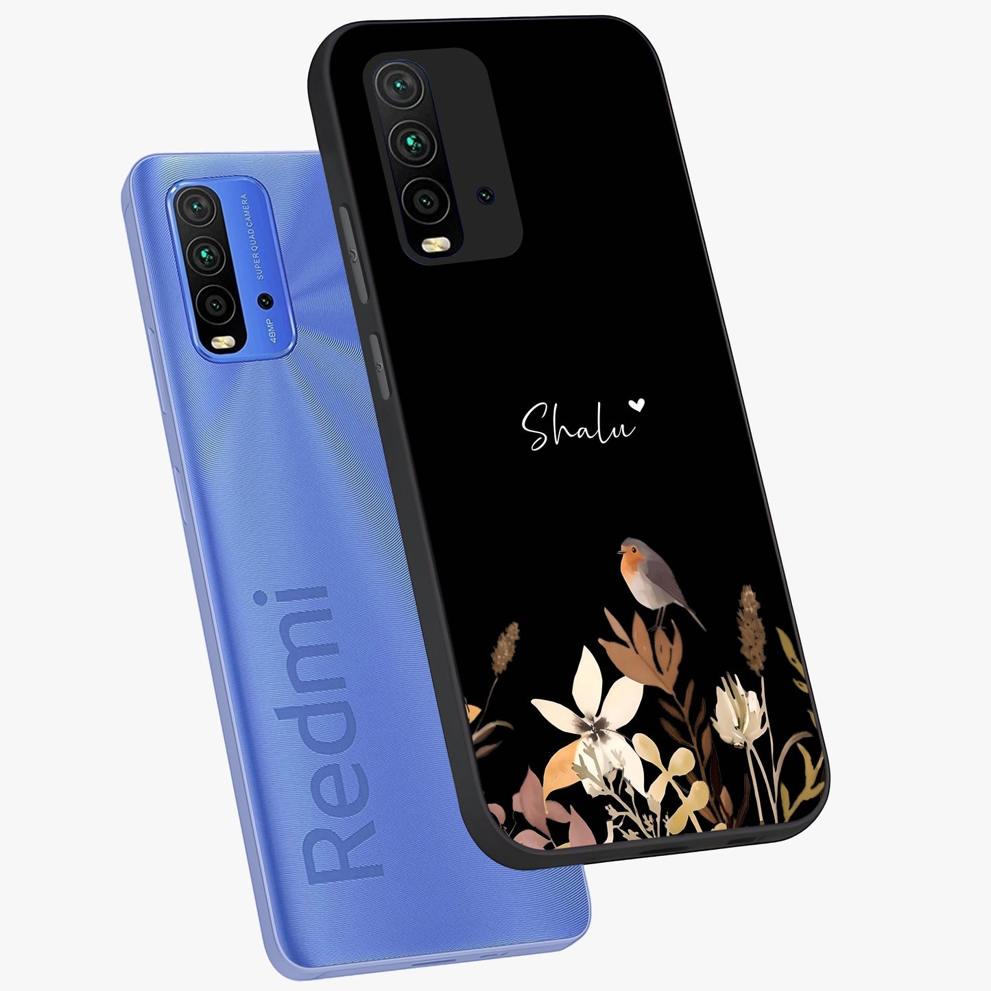 Quiet Garden Tune Custom Name Glass Case displayed in angled mockup highlighting delicate floral garden design with custom name feature.
