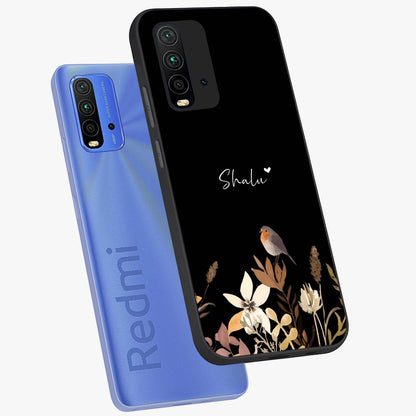 Quiet Garden Tune Custom Name Glass Case displayed in angled mockup highlighting delicate floral garden design with custom name feature.