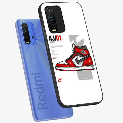 Retro Sneaker Blueprint Glass Case displayed in angled mockup highlighting detailed shoe design with sporty retro aesthetic.