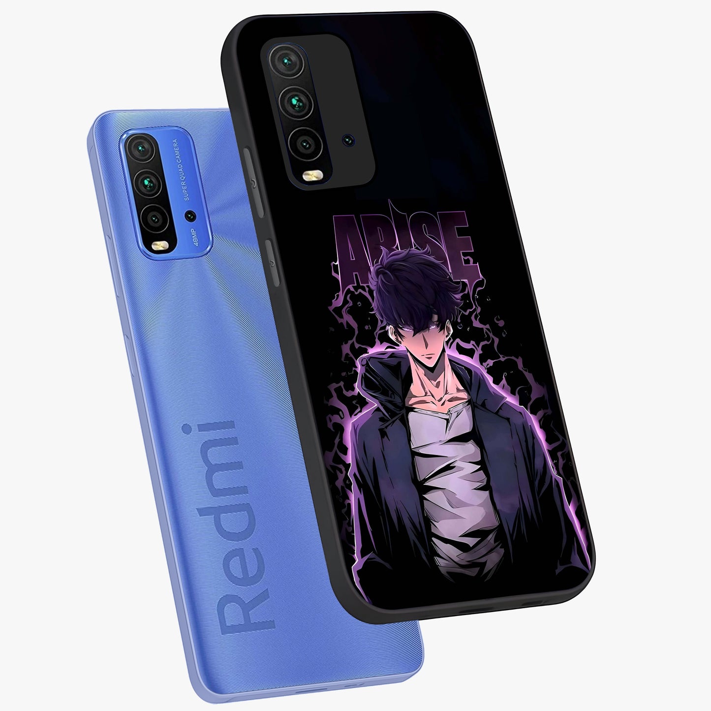 Shadow Monarch Awakening Glass Case displayed in angled mockup highlighting dramatic shadow warrior design with fantasy aesthetic.