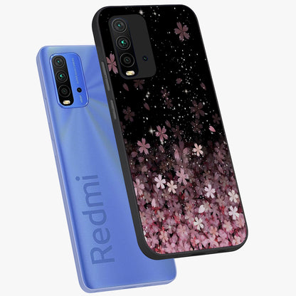 Small Starry Flowers Glass Case displayed in angled mockup highlighting tiny flower pattern with celestial aesthetic style.