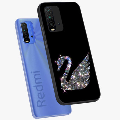 Starlit Swan Grace Glass Case displayed in angled mockup highlighting elegant swan illustration with dreamy celestial aesthetic.