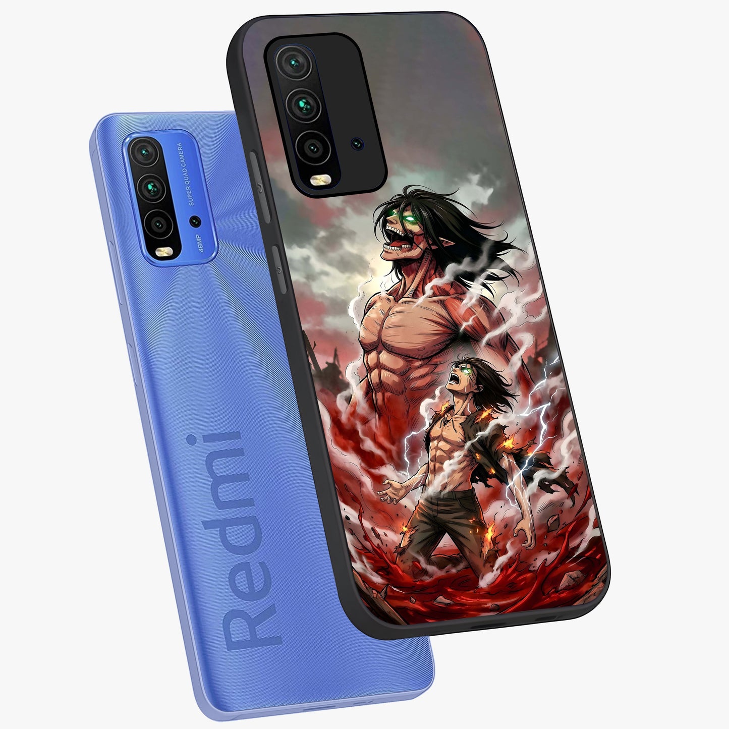Titan Awakening Fury Glass Case displayed in angled mockup highlighting dramatic giant warrior design with bold anime aesthetic.