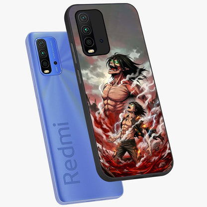 Titan Awakening Fury Glass Case displayed in angled mockup highlighting dramatic giant warrior design with bold anime aesthetic.