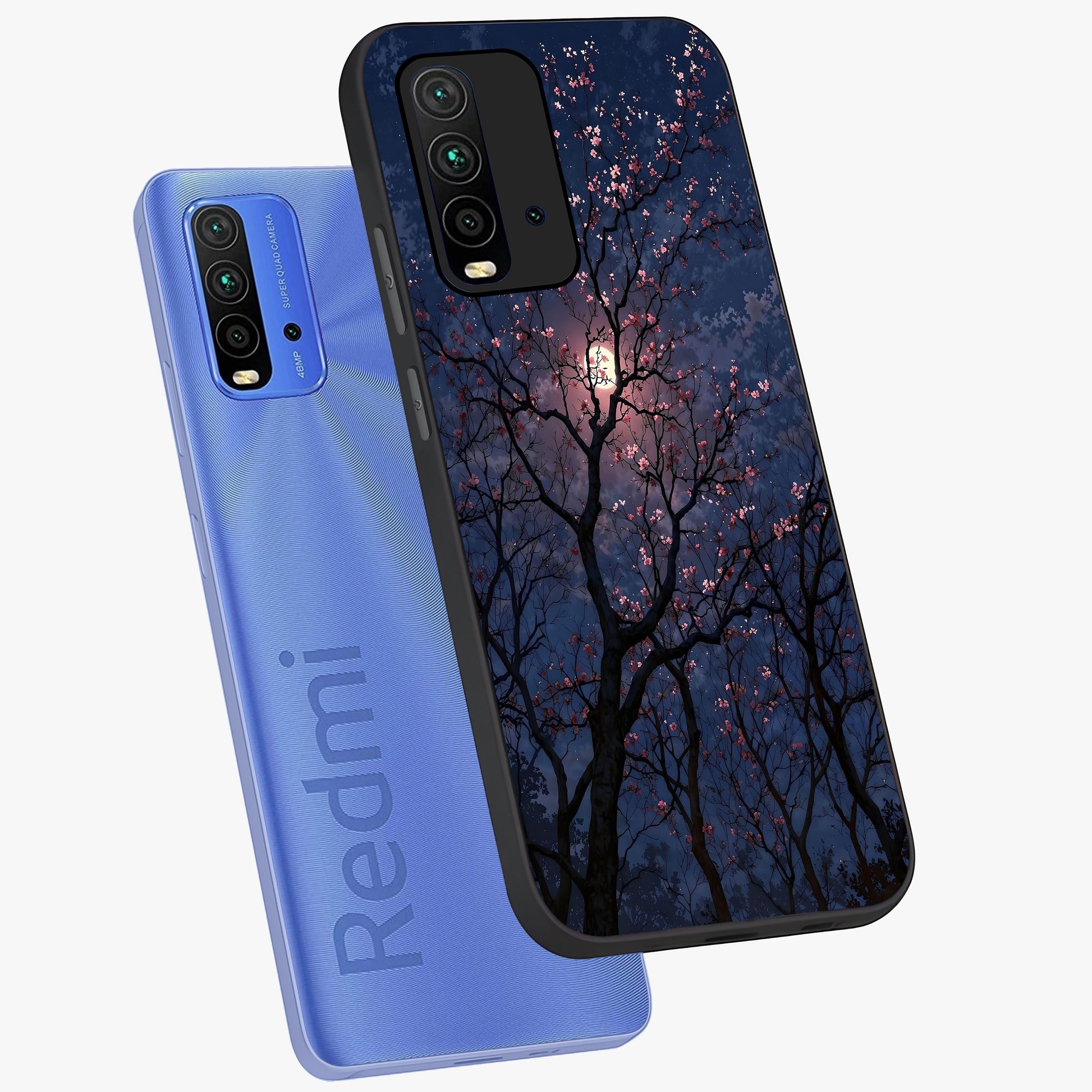 Twilight Sakura Serenade Glass Case displayed in angled mockup highlighting delicate sakura flower design with dreamy aesthetic.