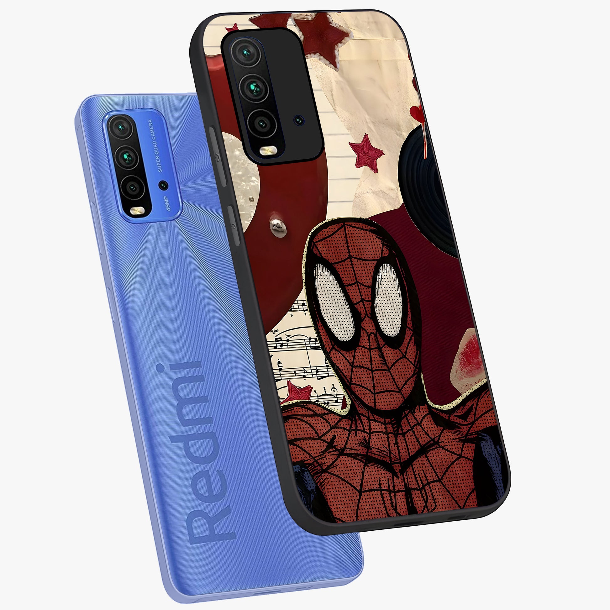 Web Warrior Vibes Glass Case displayed in angled mockup highlighting dynamic web design with comic style aesthetic.