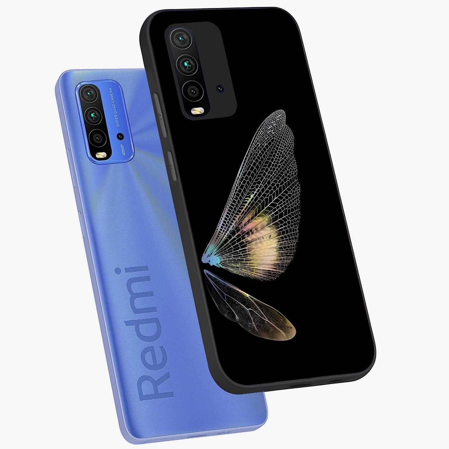 Whispers Of Wings Glass Case displayed in angled mockup highlighting soft feather design with celestial aesthetic style.