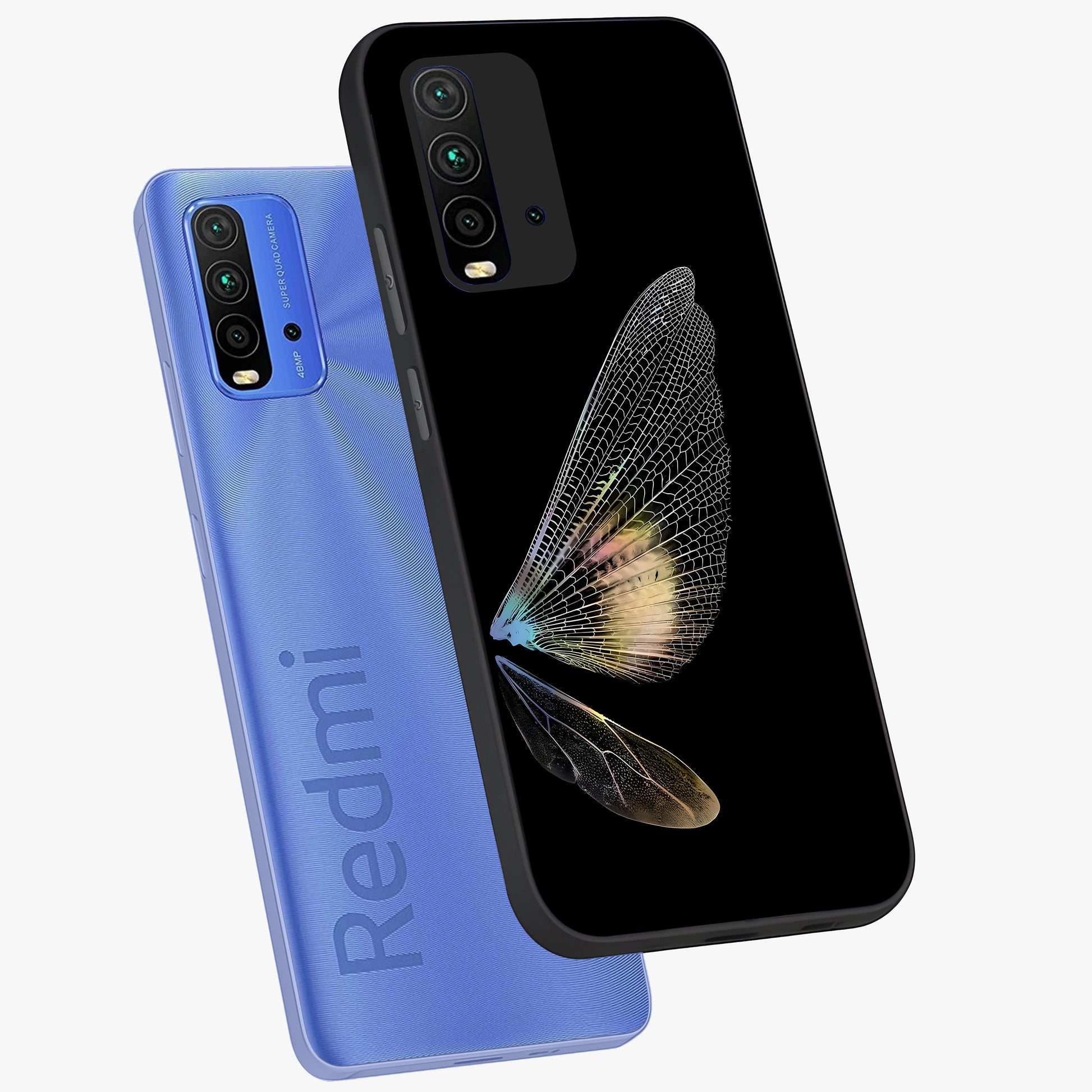 Whispers Of Wings Glass Case displayed in angled mockup highlighting soft feather design with celestial aesthetic style.