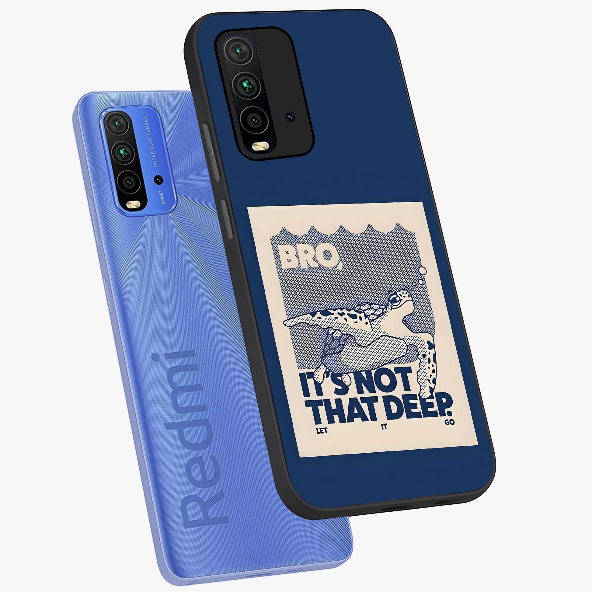 Worry Less Swim Glass Case displayed in angled mockup highlighting fun typography design with relaxed aesthetic style.
