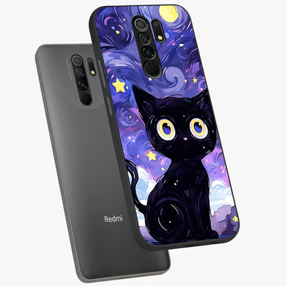 Abstract Cat Art Glass Case displayed in angled mockup highlighting modern abstract cat artwork and sleek glass surface.