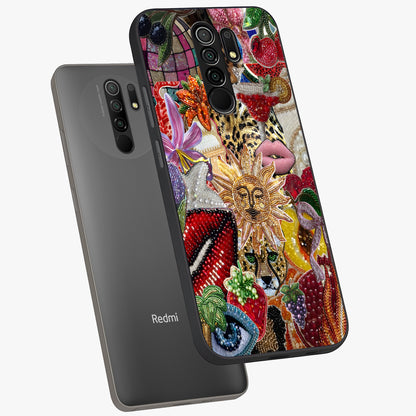 Beaded Fashion Jungle Glass Case displayed in angled mockup highlighting colorful fashion bead design and artistic pattern.
