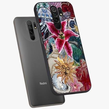 Beaded Garden Fantasy Glass Case displayed in angled mockup highlighting fantasy inspired floral bead pattern.