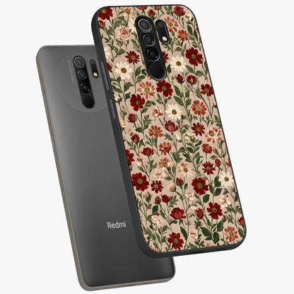 Biege Flower With Leaf Glass Case displayed in angled mockup highlighting minimal floral leaf design and elegant aesthetic.