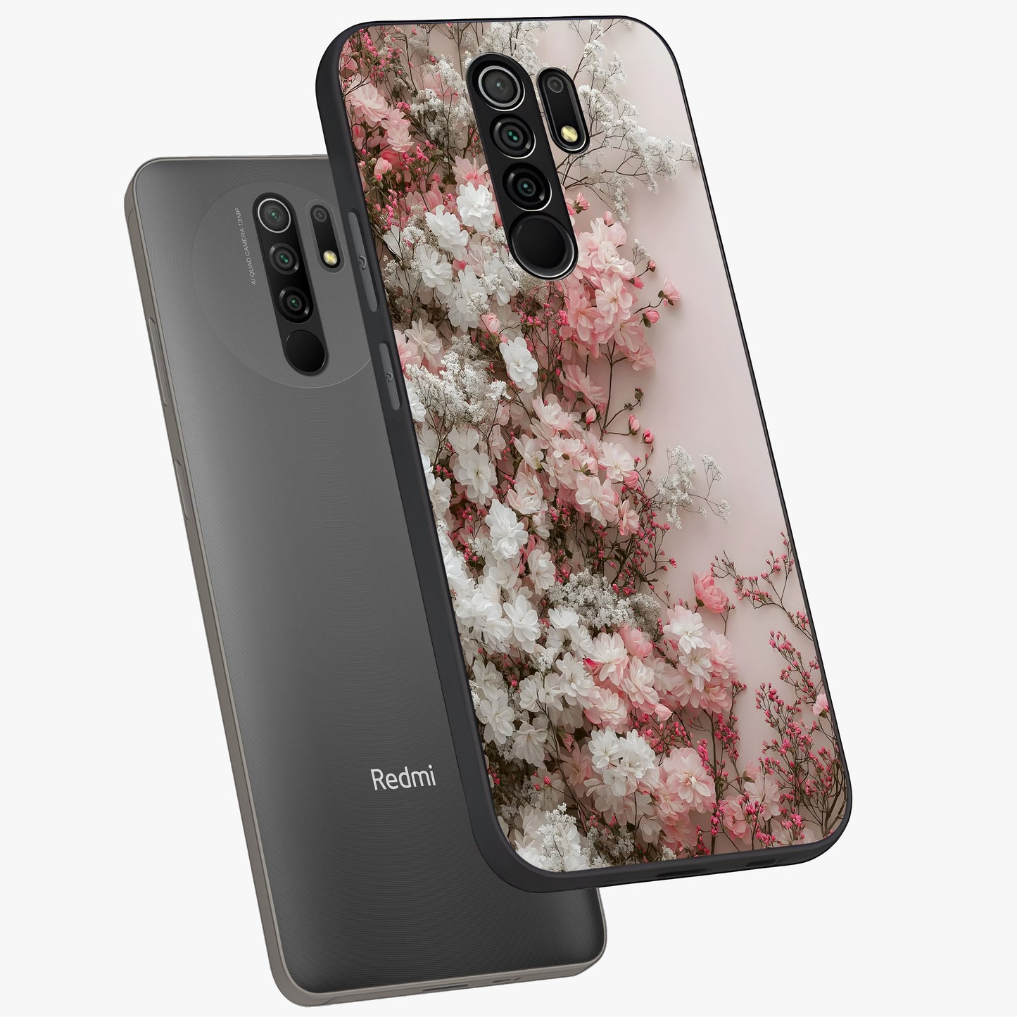 Blush Blossom Cloud Glass Case displayed in angled mockup highlighting soft cloud and blossom design with pastel aesthetic.