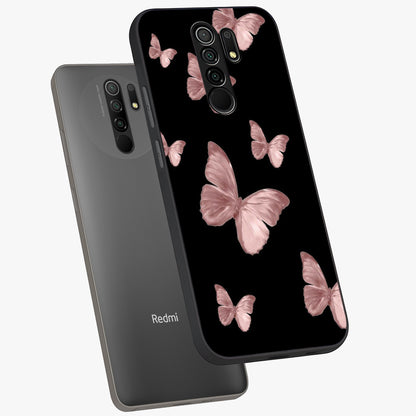 Butterfly Pattern Glass Case displayed in angled mockup highlighting delicate butterfly design and aesthetic pattern style.