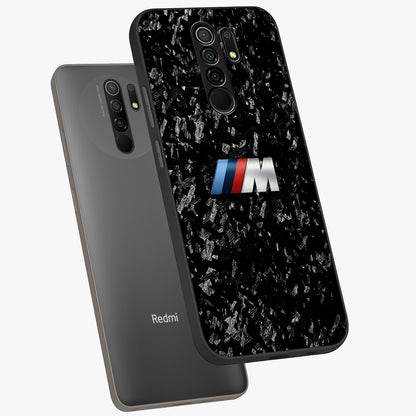 Carbon Speed Mark Glass Case displayed in angled mockup highlighting racing inspired carbon design and sleek aesthetic style.
