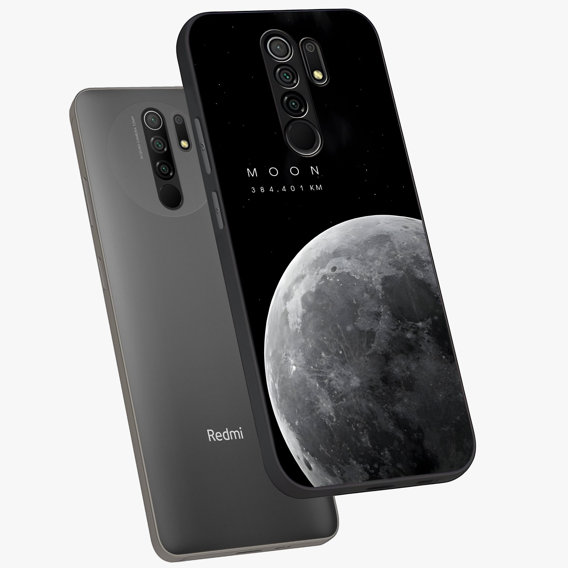 Cosmic Moon Glow Glass Case displayed in angled mockup highlighting celestial moon design with cosmic aesthetic theme.