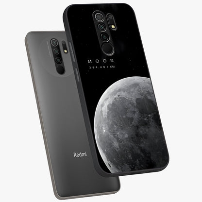 Cosmic Moon Glow Glass Case displayed in angled mockup highlighting celestial moon design with cosmic aesthetic theme.