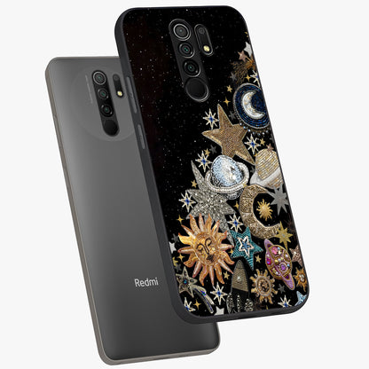 Cosmic Sparkle Dreams Glass Case displayed in angled mockup highlighting dreamy star sparkle design with celestial aesthetic.