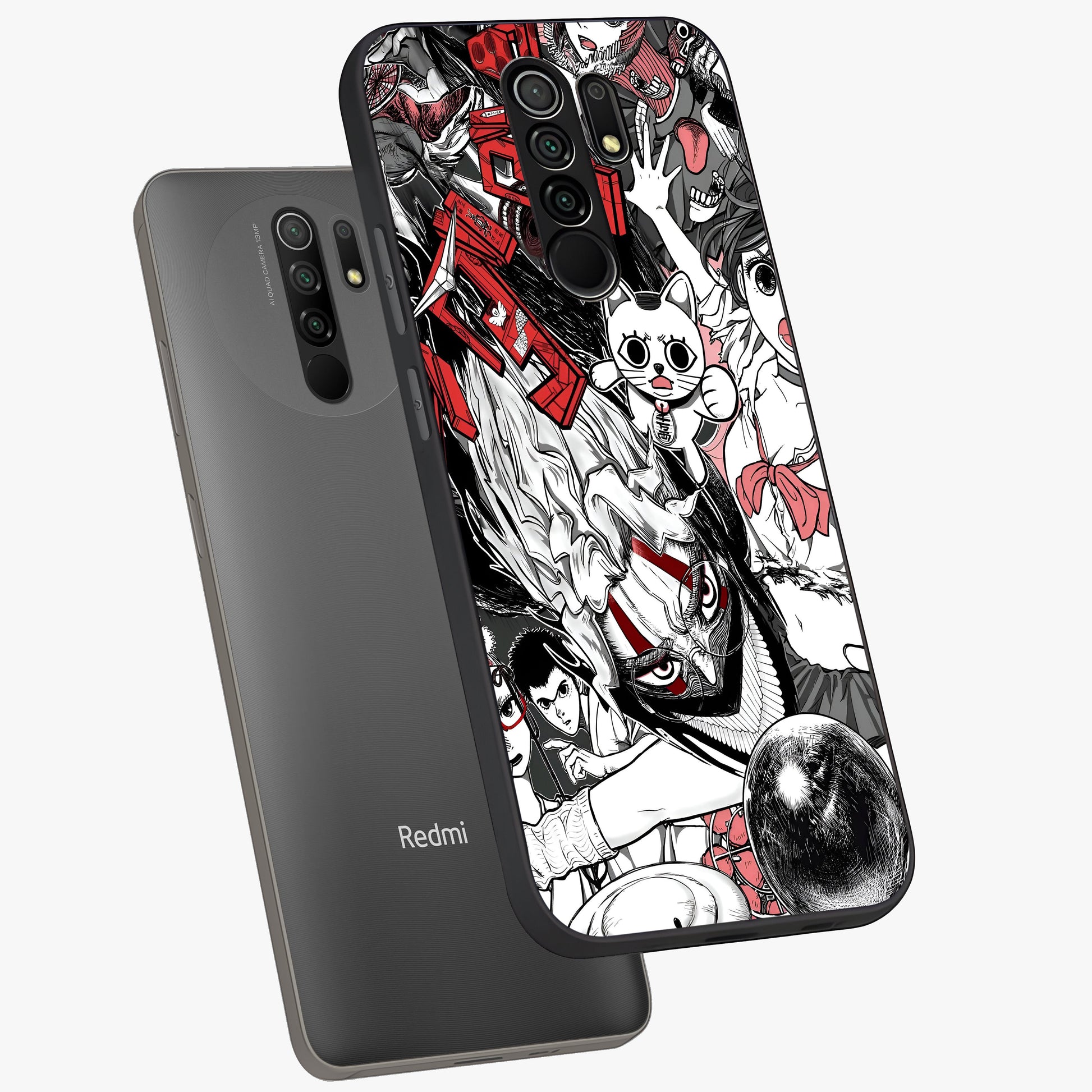 Crimson Chaos Panel Glass Case displayed in angled mockup highlighting chaotic panel style design with modern graphic theme.