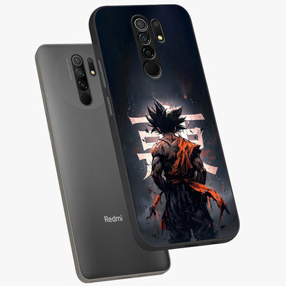 Dark Warrior In Rain Glass Case displayed in angled mockup highlighting dramatic warrior illustration with dark rain aesthetic.