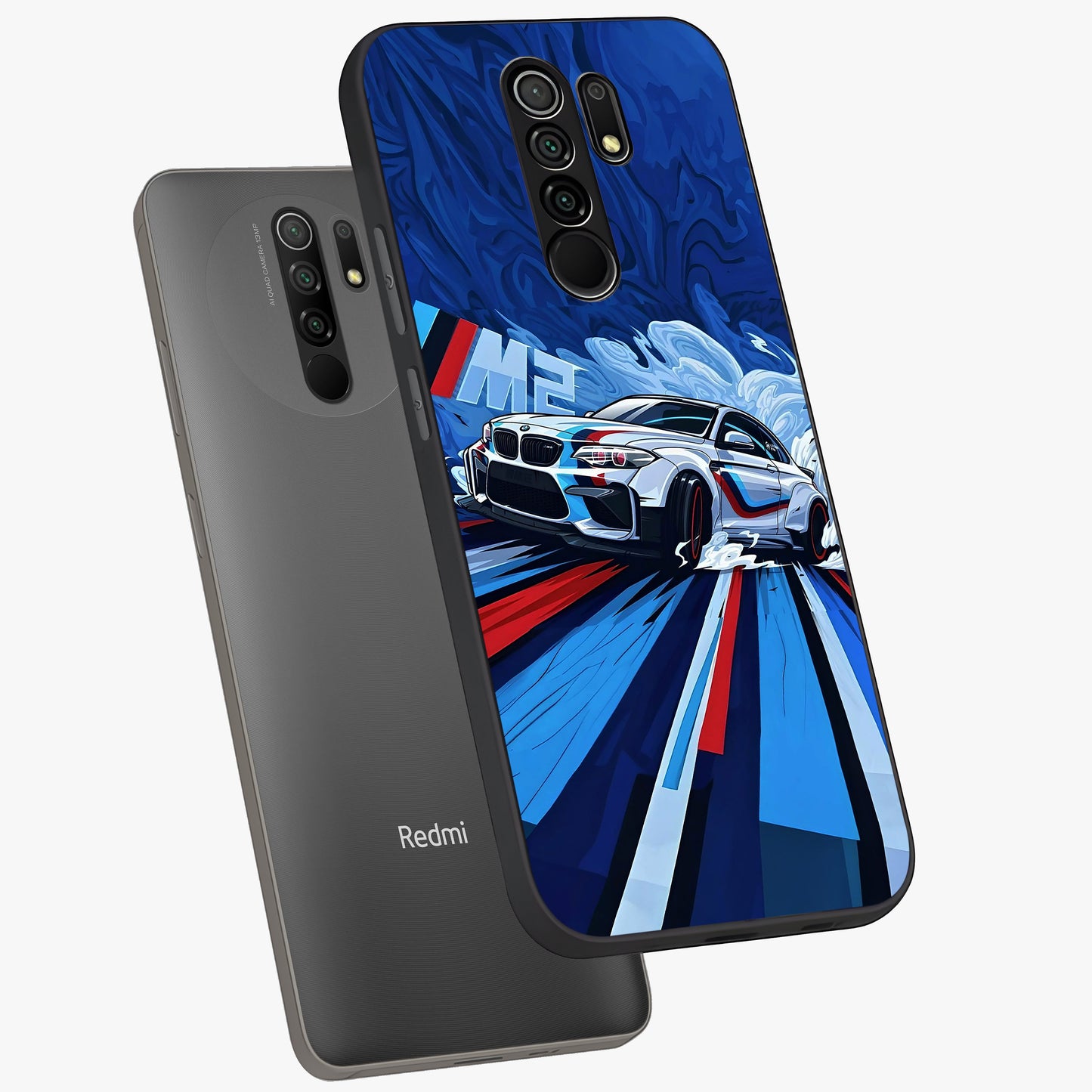 Drift Power Rush Glass Case displayed in angled mockup highlighting powerful drift car design with sporty aesthetic style.
