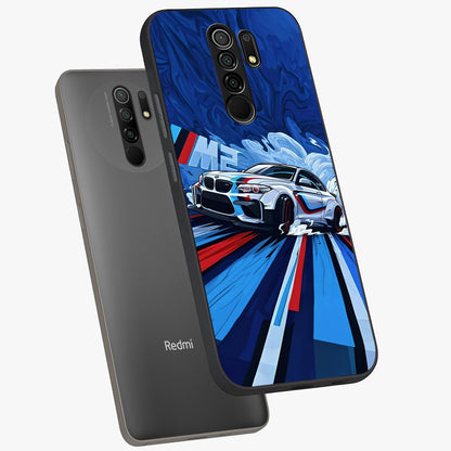 Drift Power Rush Glass Case displayed in angled mockup highlighting powerful drift car design with sporty aesthetic style.