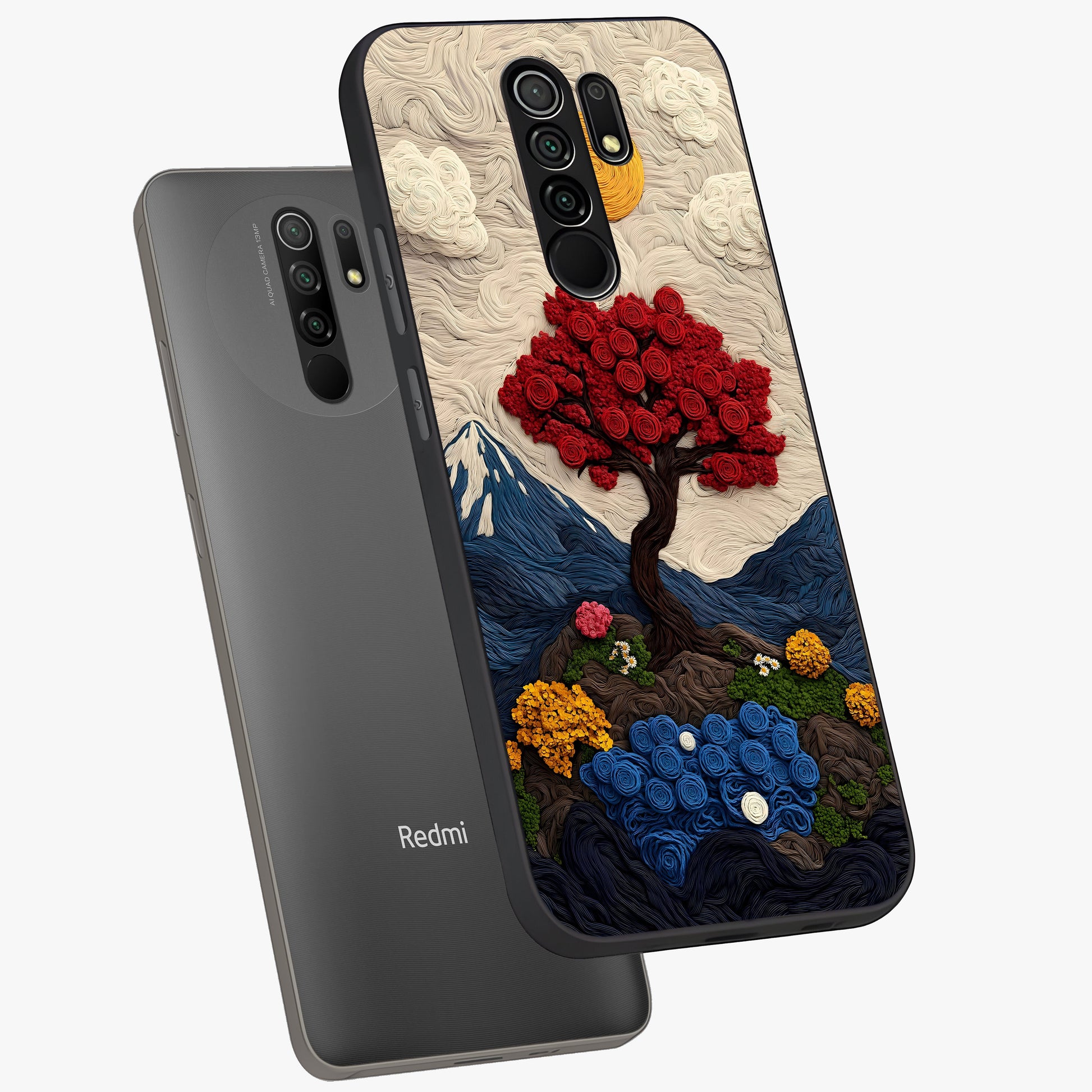 Eternal Nature Tapestry Glass Case displayed in angled mockup highlighting detailed botanical pattern with artistic aesthetic.