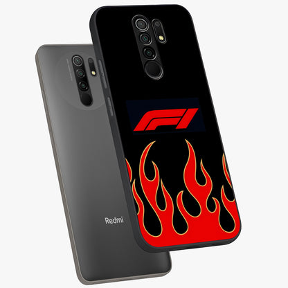 Fire F11 Glass Case displayed in angled mockup highlighting bold fire inspired graphic with energetic aesthetic style.