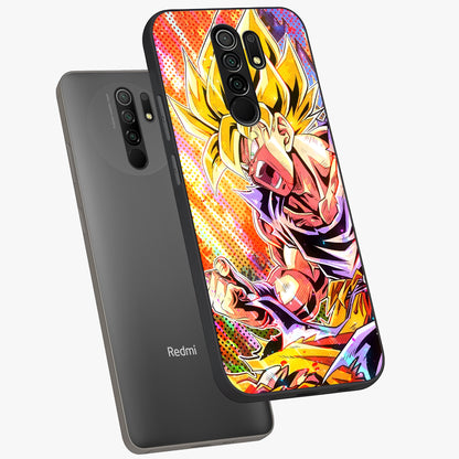 Firing Goku Glass Case displayed in angled mockup highlighting dynamic anime character design with action aesthetic.