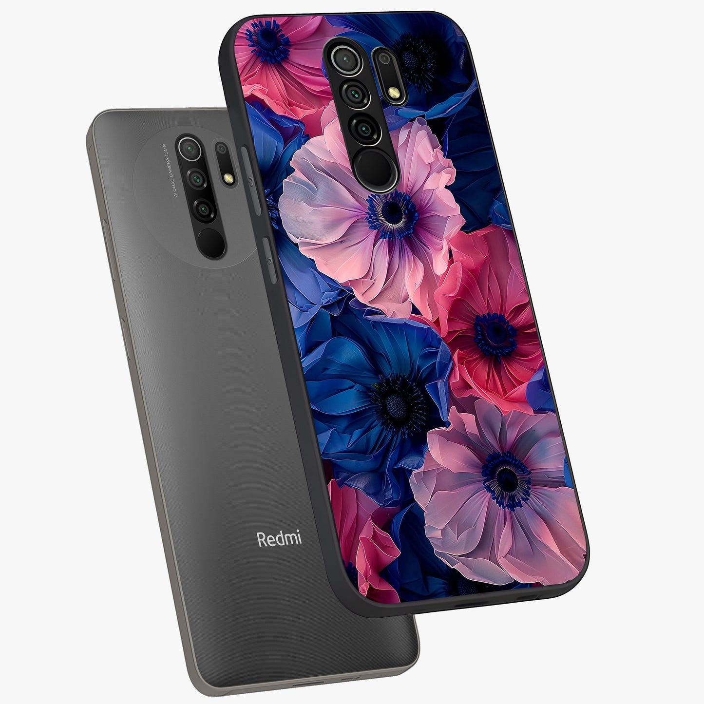 Flower Paper Art Pattern Glass Case displayed in angled mockup highlighting layered paper flower design with artistic aesthetic.