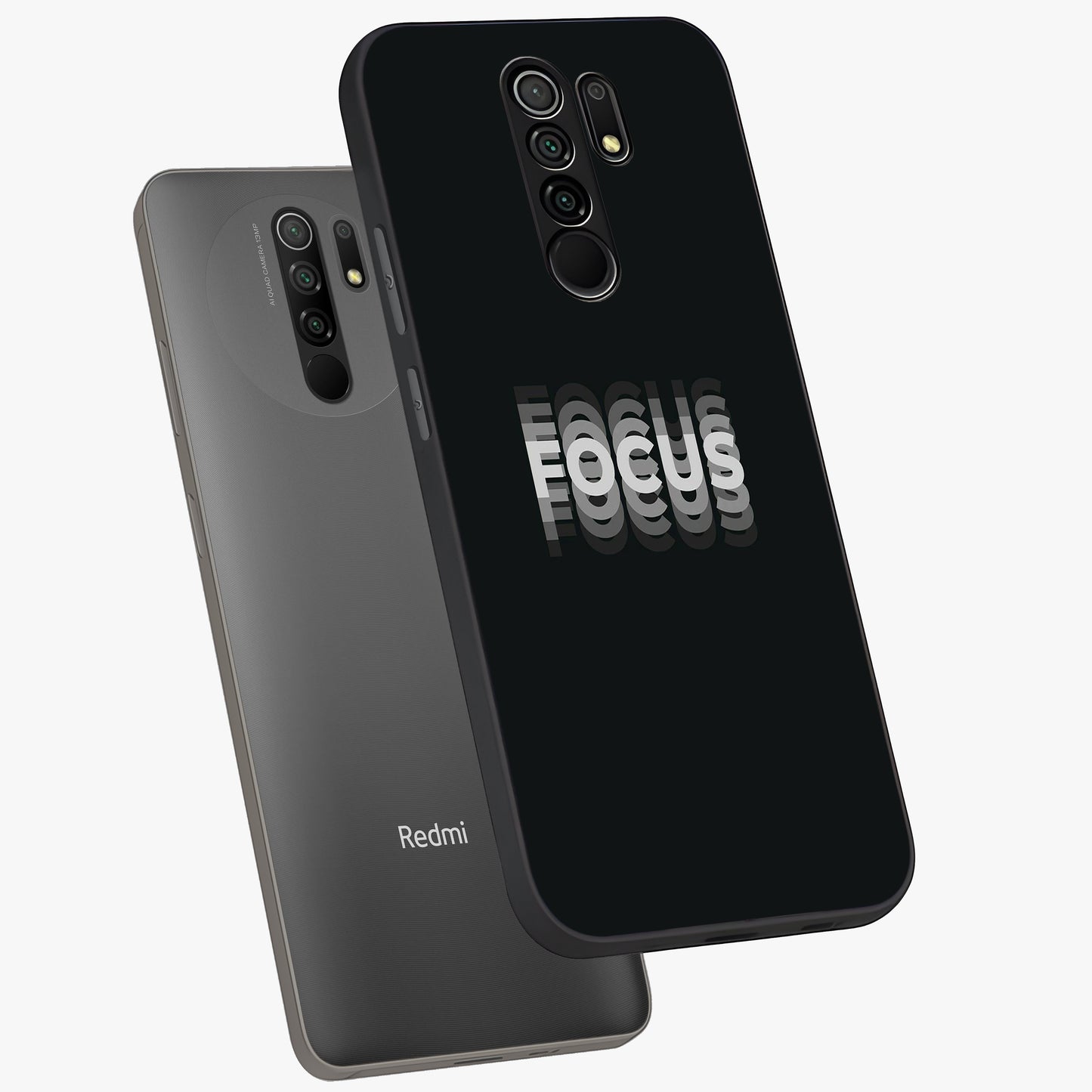 Focus Mode On Glass Case displayed in angled mockup highlighting clean minimal text artwork with modern aesthetic style.