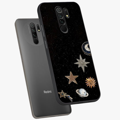 Galactic Charm Glow Glass Case displayed in angled mockup highlighting luminous galaxy inspired design with dreamy aesthetic.