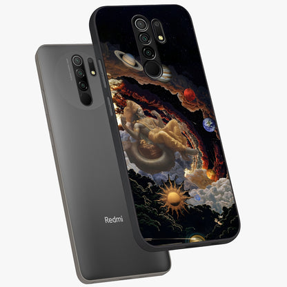 Galactic Divine God Glass Case displayed in angled mockup highlighting powerful celestial deity illustration with galactic aesthetic.