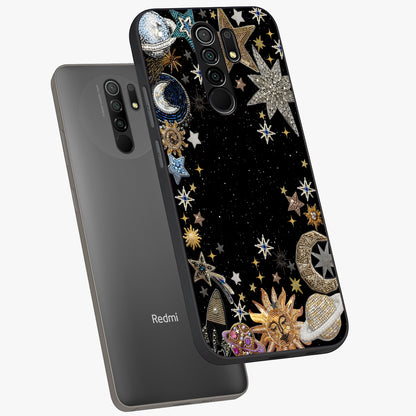 Galactic Jewel Stars Glass Case displayed in angled mockup highlighting shining celestial star design with cosmic aesthetic style.