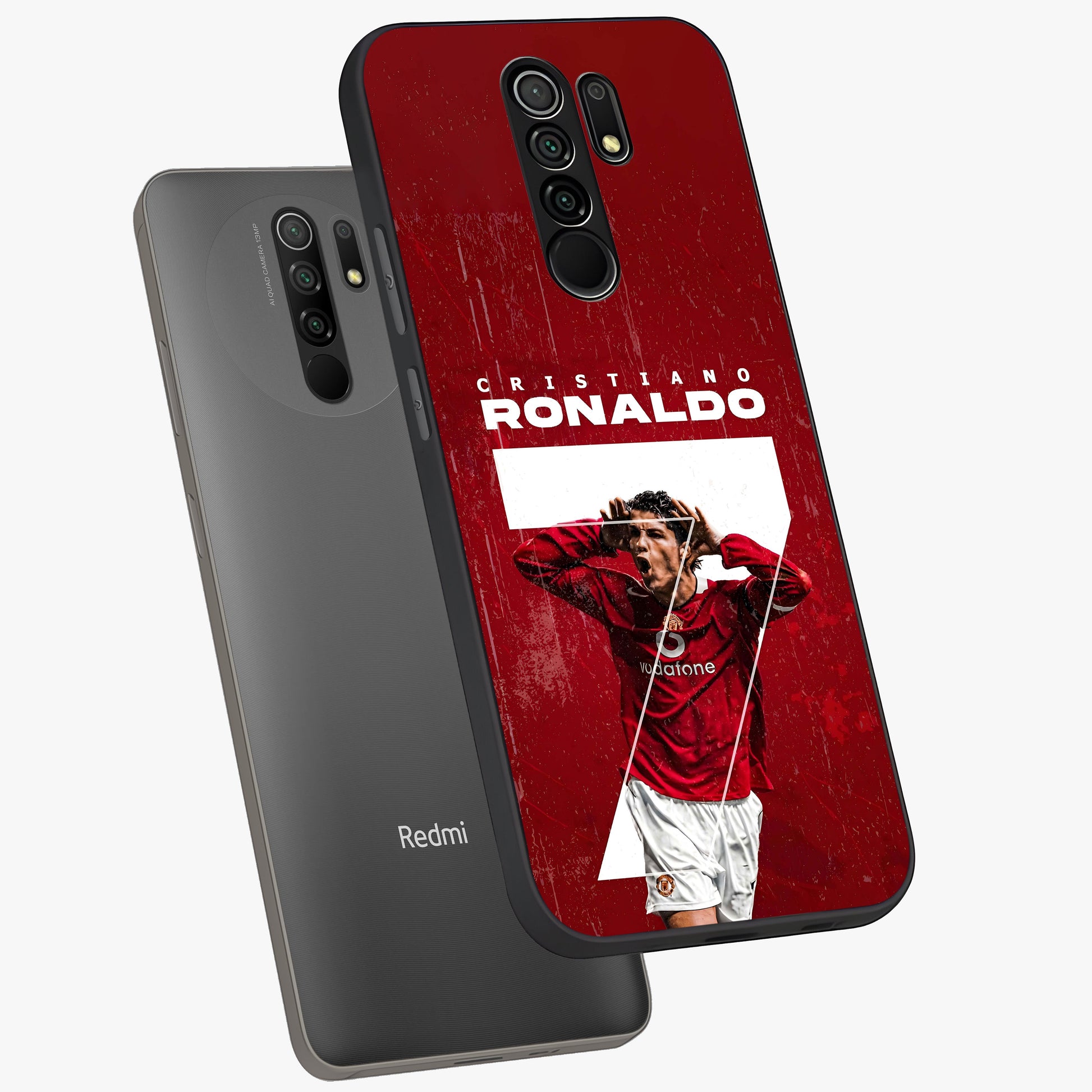 Goal Celebration Legacy Glass Case displayed in angled mockup highlighting energetic sports celebration design with bold athletic theme.
