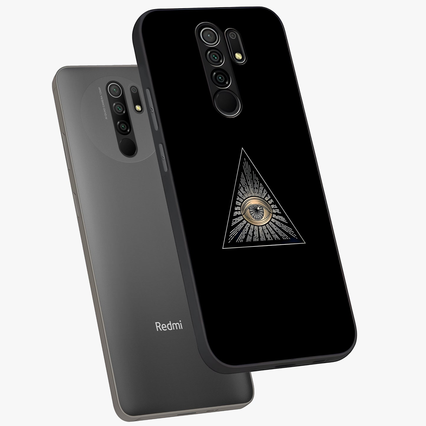 Illuminati Evil Glass Case displayed in angled mockup highlighting dark occult inspired design with bold aesthetic style.