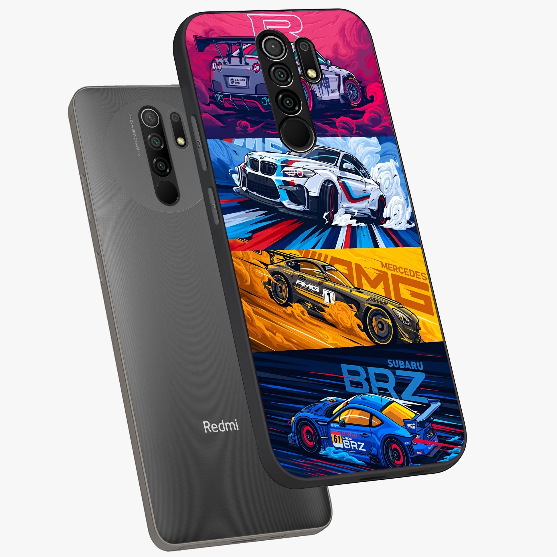 JDM Sports Car Glass Case displayed in angled mockup highlighting sleek Japanese racing car design with automotive aesthetic.