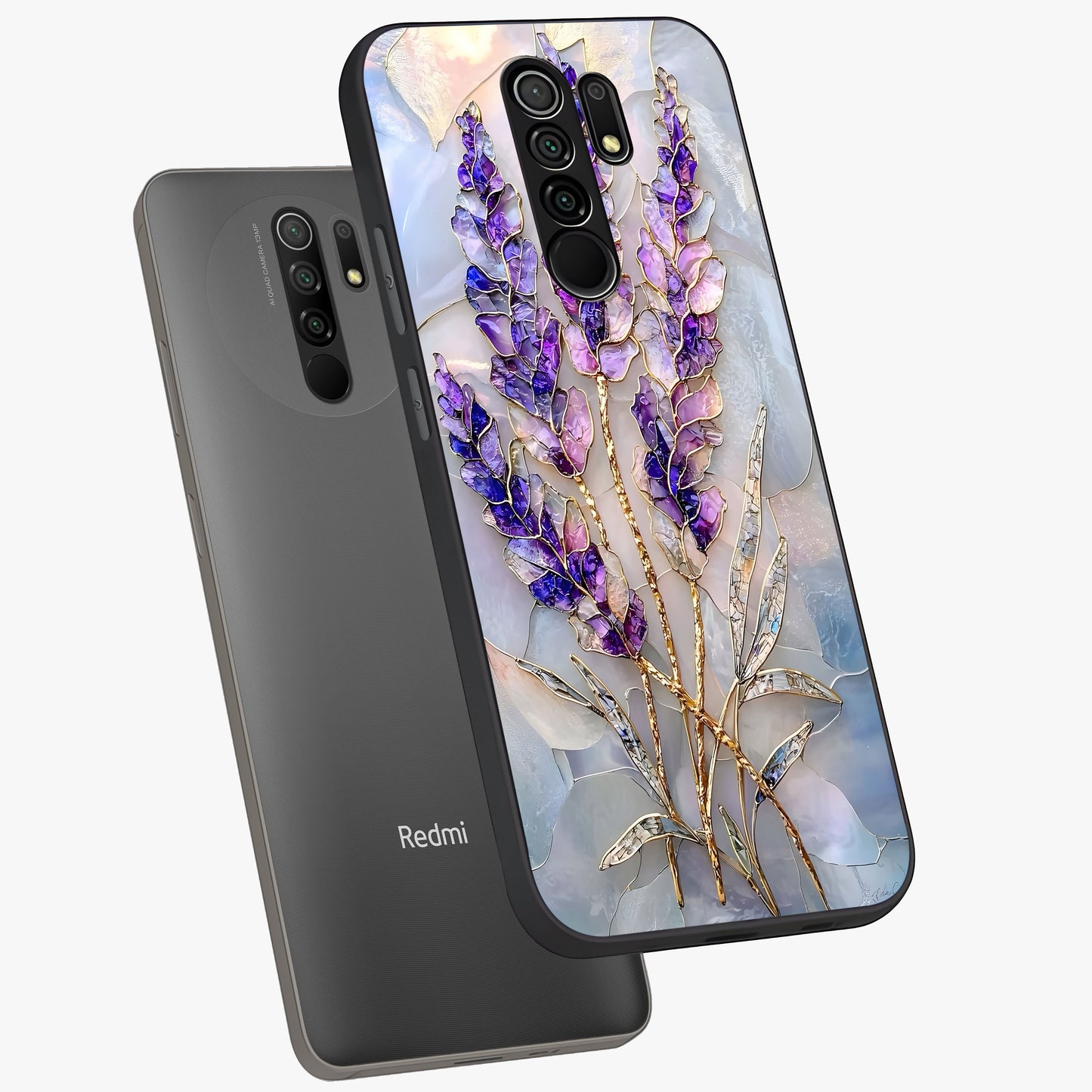 Lavender Dream Glow Glass Case displayed in angled mockup highlighting dreamy purple glow design with soft artistic style.