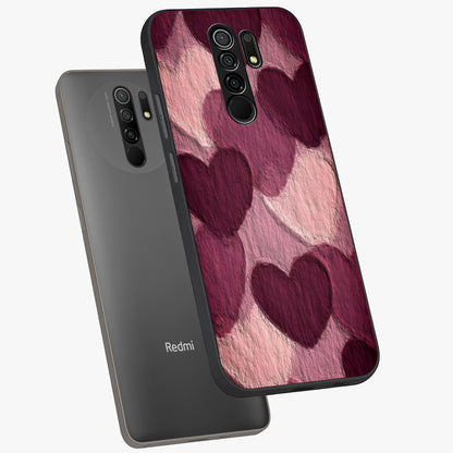 Layered Paper Hearts Glass Case displayed in angled mockup highlighting creative paper craft heart design with romantic aesthetic.