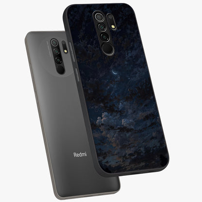 Lunar Veil Silence Glass Case displayed in angled mockup highlighting soft lunar design with peaceful celestial aesthetic.