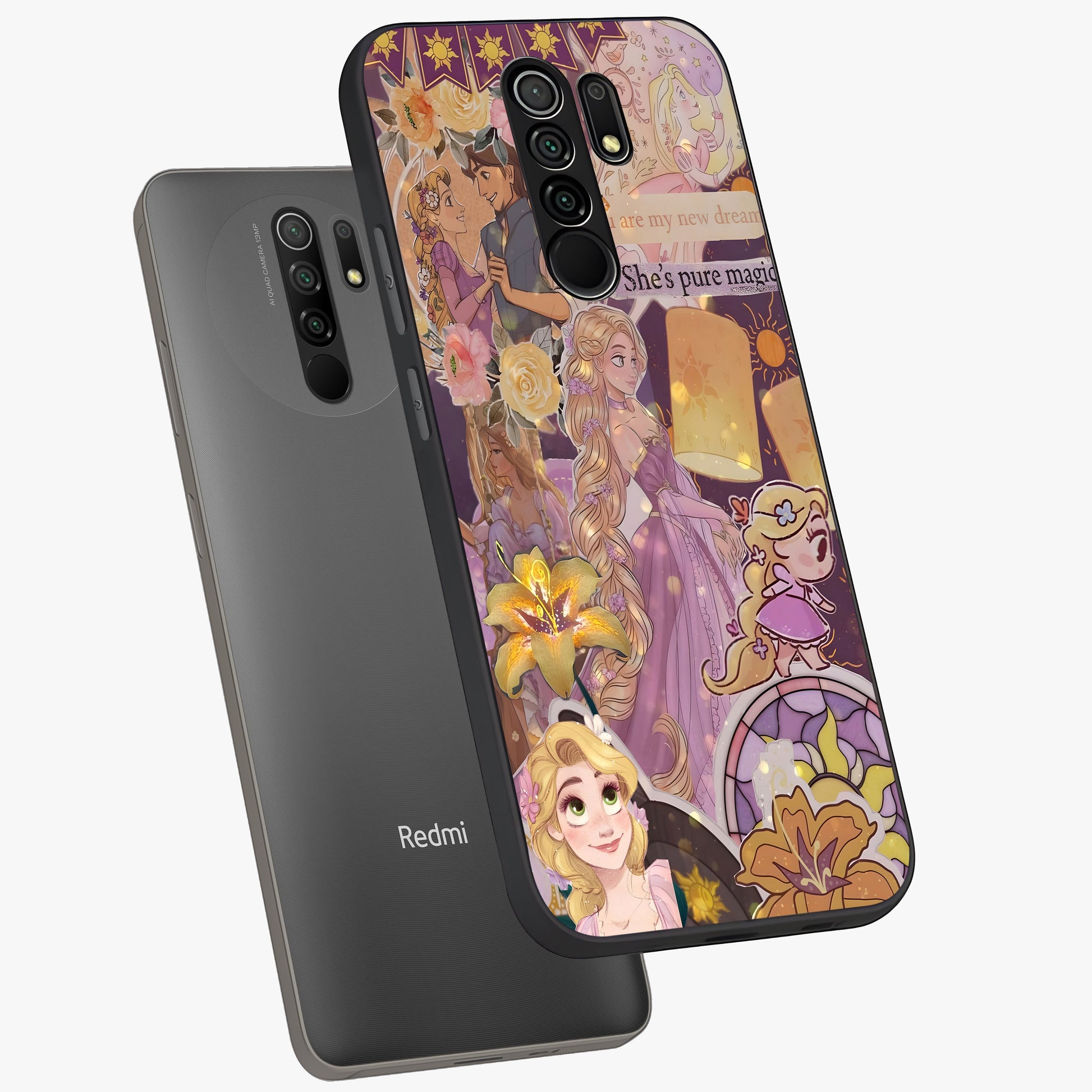 Magical Tangled Dream Glass Case displayed in angled mockup highlighting whimsical fantasy design with magical aesthetic.