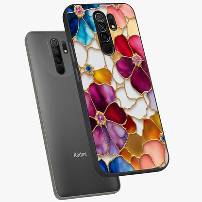 Marble Flower Pattern Glass Case displayed in angled mockup highlighting elegant marble floral design with modern aesthetic.