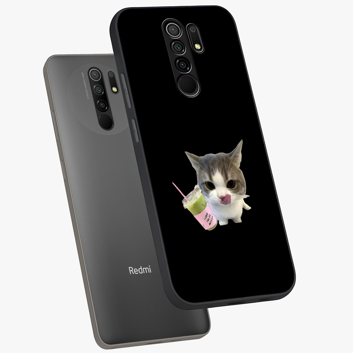 Matcha Cat Style Glass Case displayed in angled mockup highlighting playful feline design with pastel matcha aesthetic.