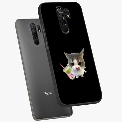 Matcha Cat Style Glass Case displayed in angled mockup highlighting playful feline design with pastel matcha aesthetic.