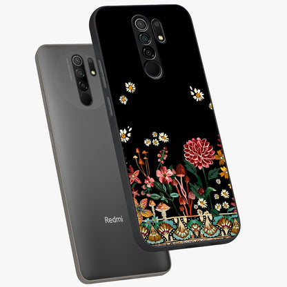 Midnight Bloom Pattern Glass Case displayed in angled mockup highlighting elegant flower design with midnight aesthetic style.