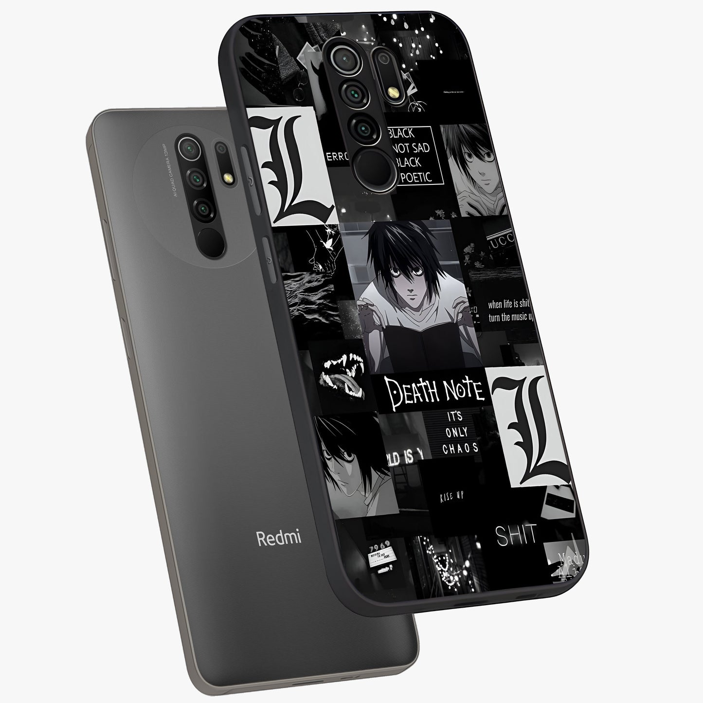 Midnight Chaos Mind Glass Case displayed in angled mockup highlighting chaotic artistic design with dramatic midnight aesthetic.