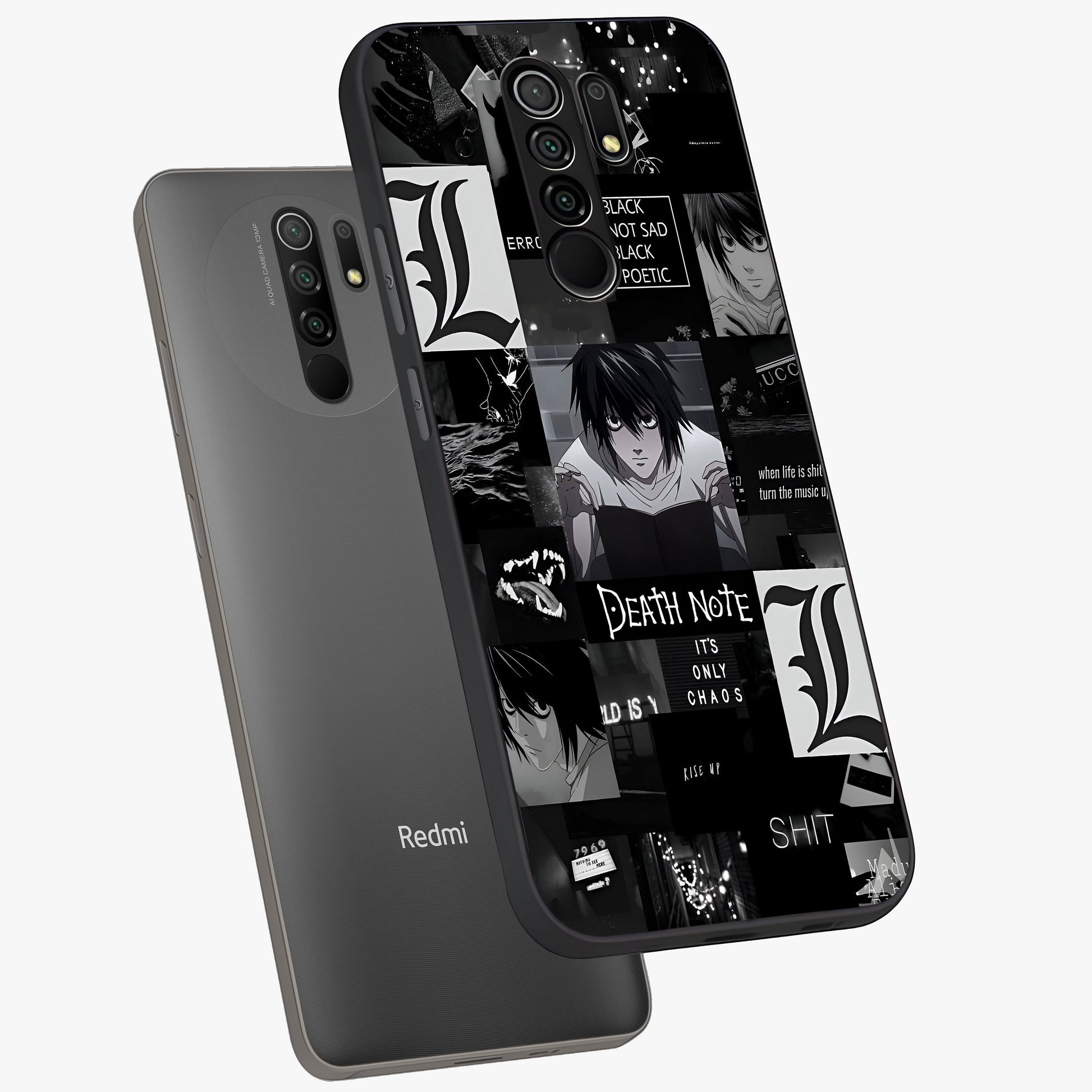 Midnight Chaos Mind Glass Case displayed in angled mockup highlighting chaotic artistic design with dramatic midnight aesthetic.